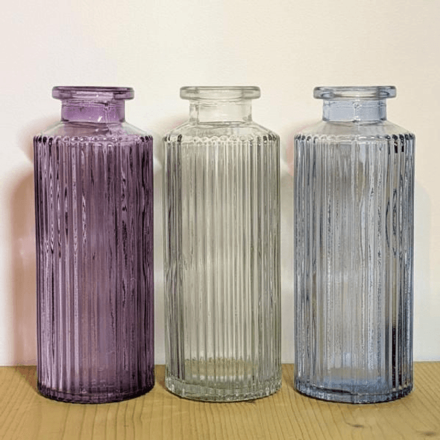 Vase soliflore verre ciselé bleuté