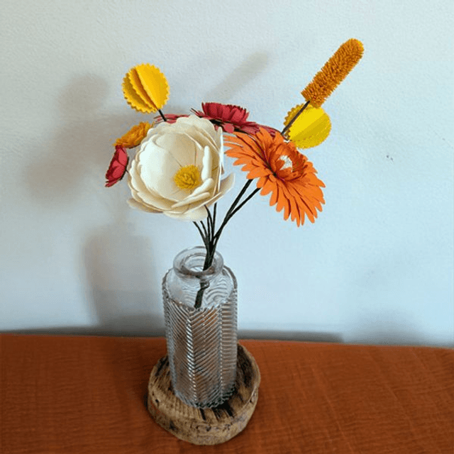 Bouquet de Fleurs en papier - blanc rouge & orange