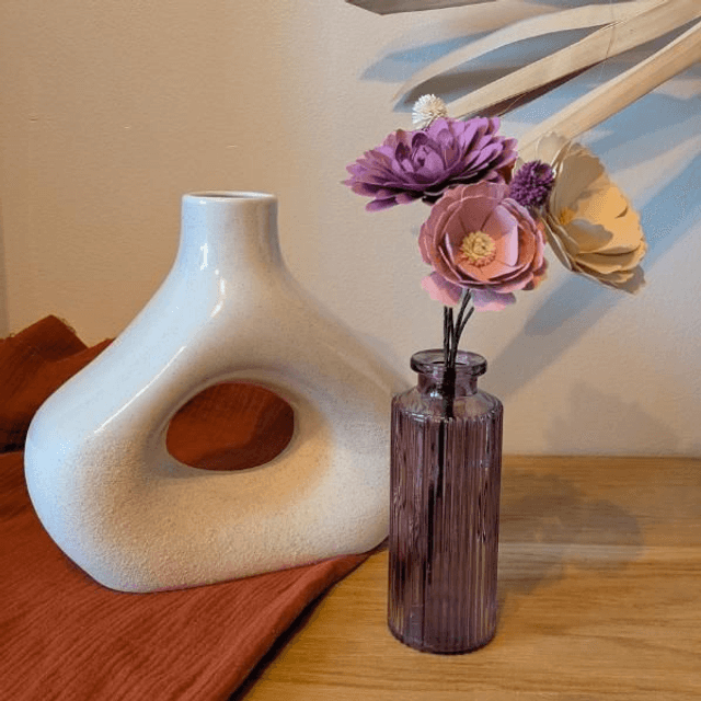 Bouquet pivoines et dahlias - violet et roses
