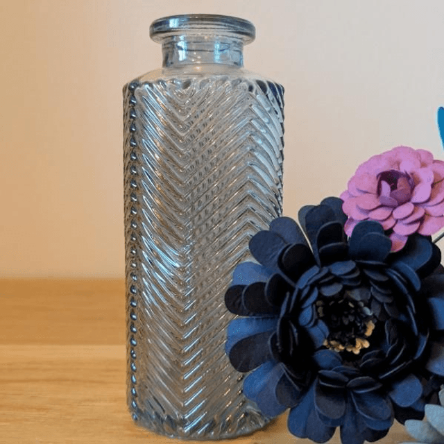 Soliflore verre ciselé bleuté